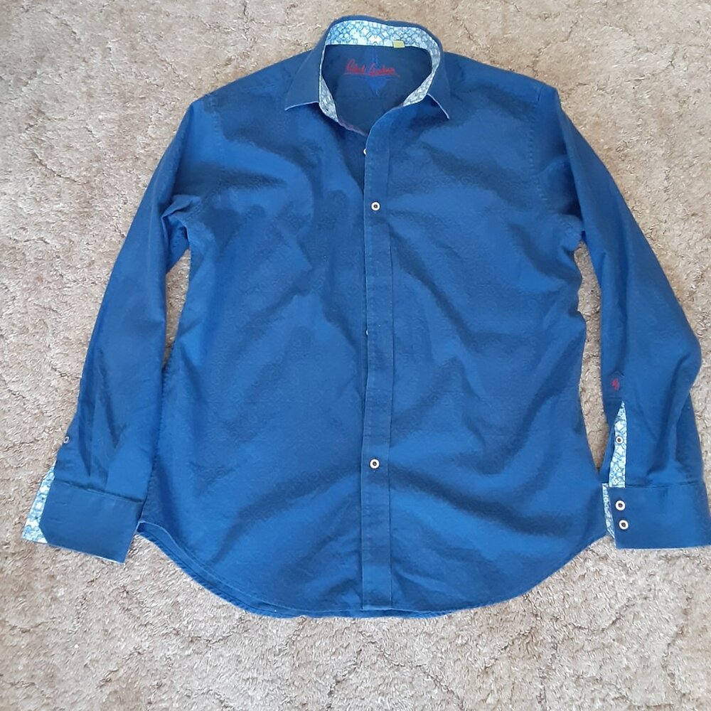 Robert Graham Blue Patterned Men's Shirt Sz Large